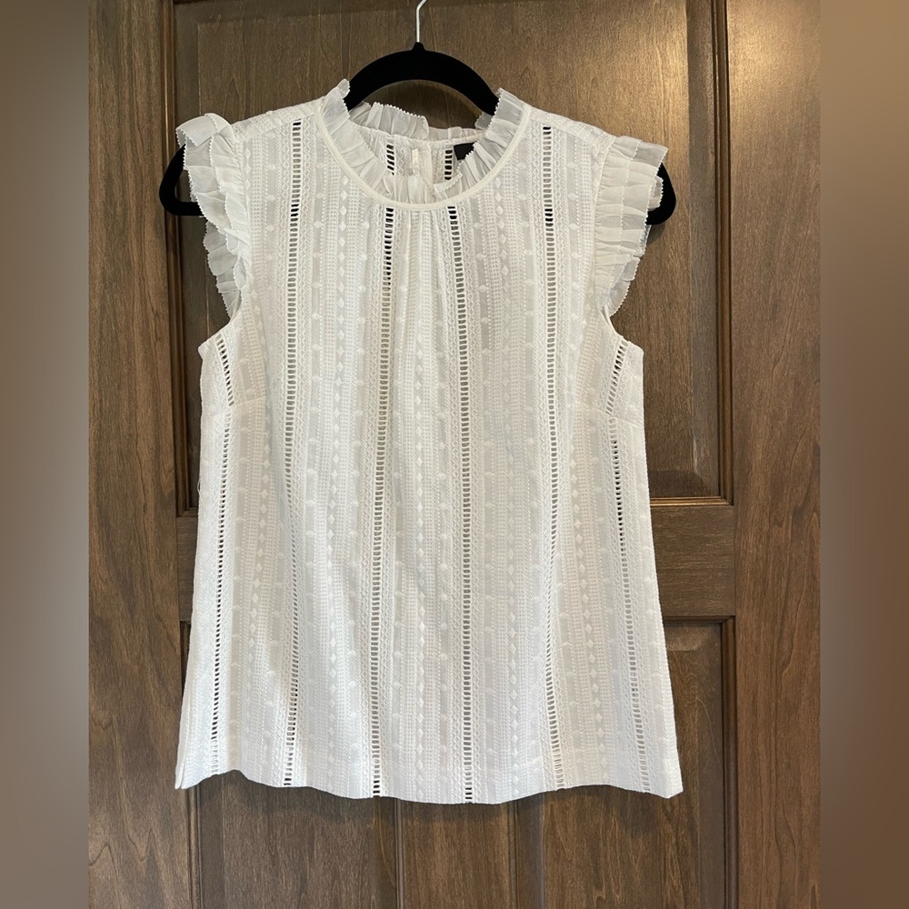 NWT J.Crew beautifully detailed white tank blouse in size 0
